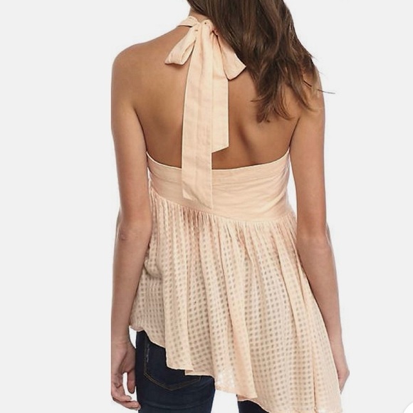 NWT, Free People Just Can't Get Enough Halter Asymmetrical Top in Peach, Medium - Picture 6 of 10